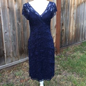 Navy stretch lace dress with sparkles